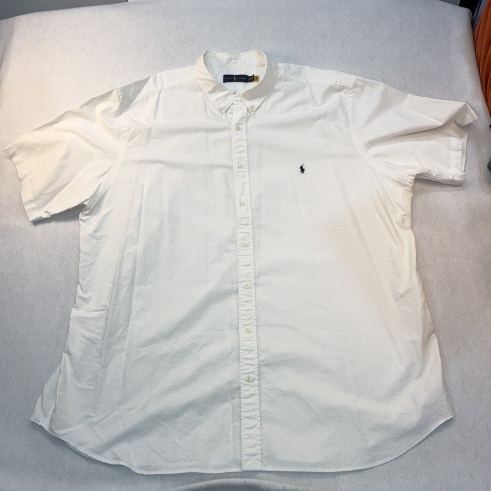 Ralph Lauren Button Down Shirt Men's Whit 4XLT Short Sleeve Shirt - Picture 4 of 12